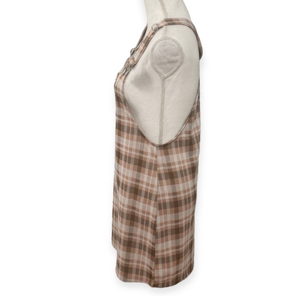 No Comment Pink/Tan Plaid Overall Mini Dress NWT - Picture 2 of 8